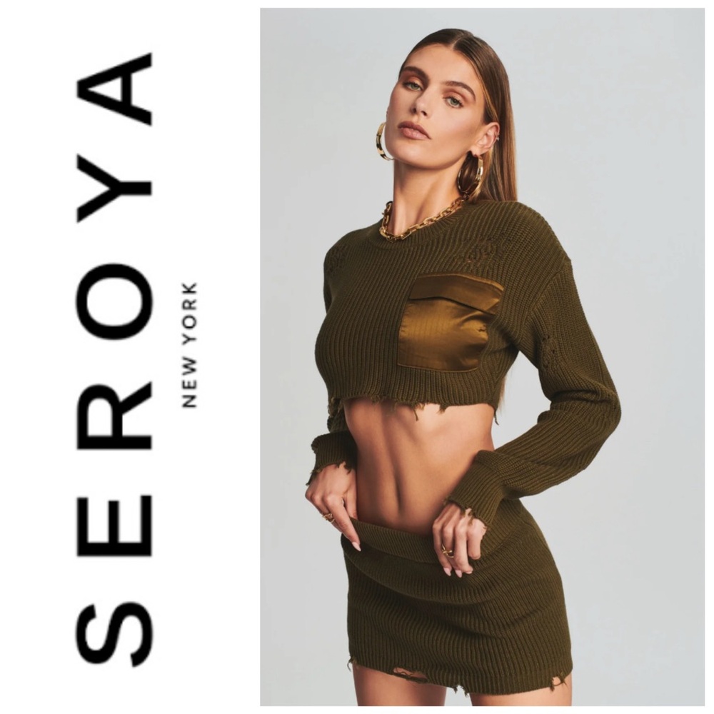 NWT Ser.O.Ya mid cropped Devin sweater in Fort Greene olive